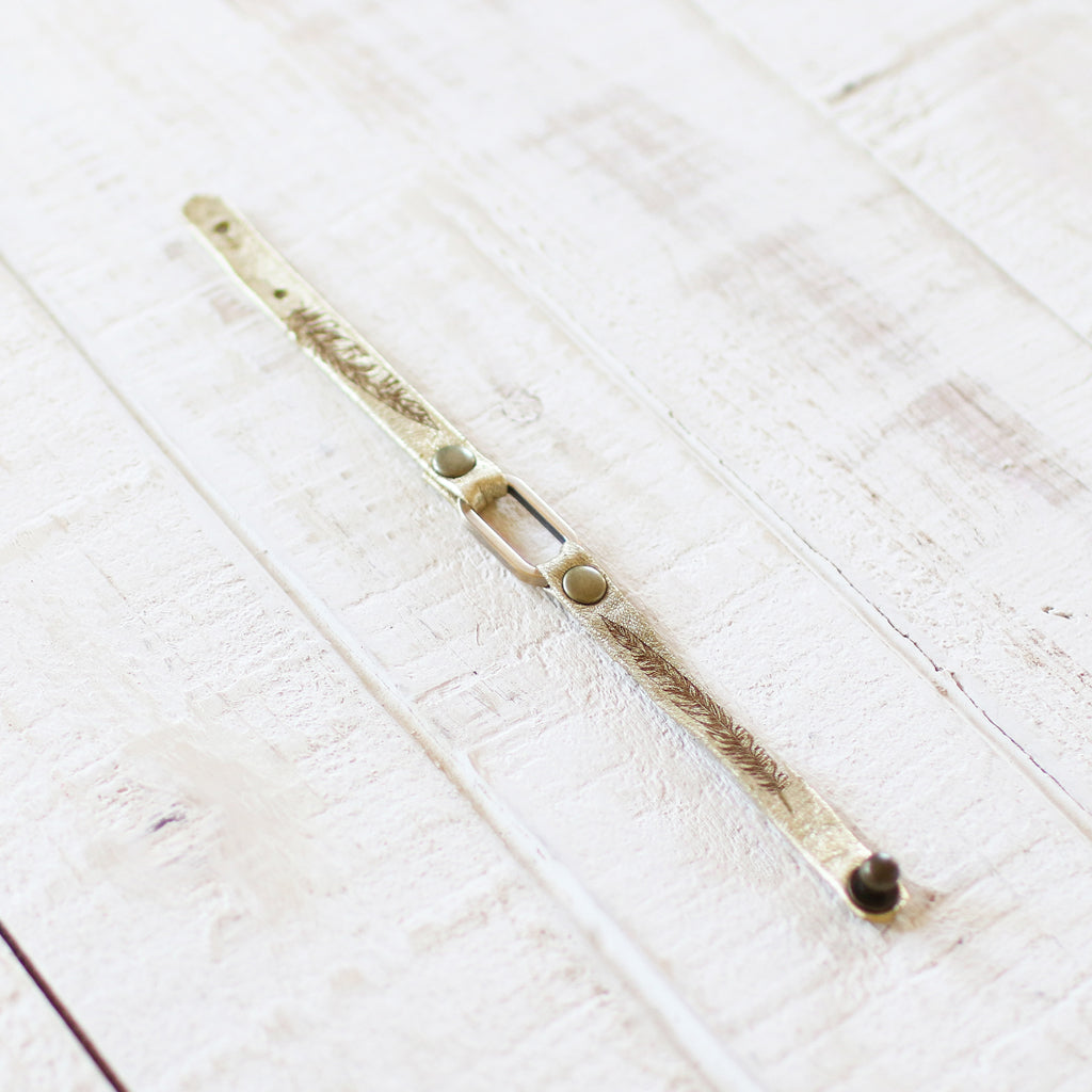 Mesa - Feather Print - Antique Brass