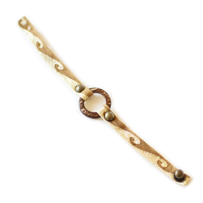 Hawaiian Wave Circle of Love Bracelet - Antique Brass