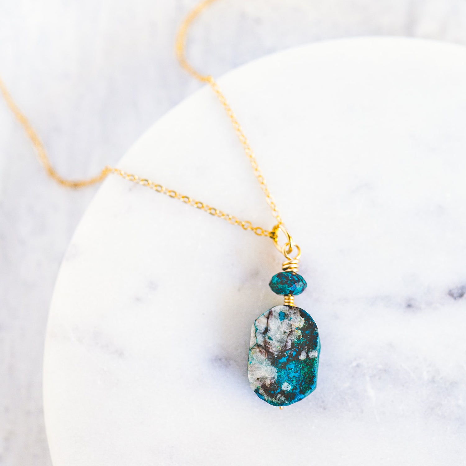 Wire Wrapped Necklace - Chrysocolla and Chrysocolla