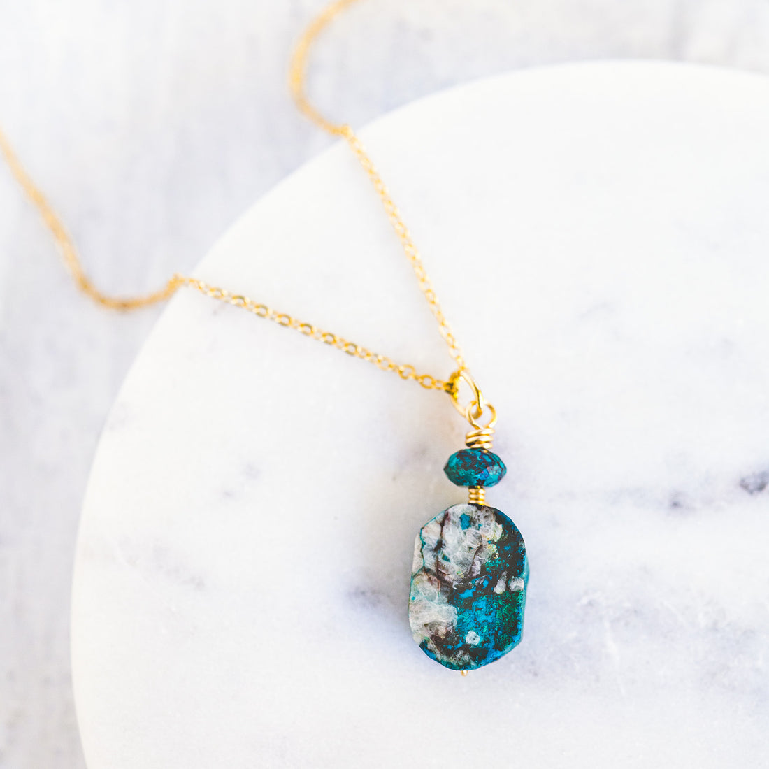 Wire Wrapped Necklace - Chrysocolla and Chrysocolla