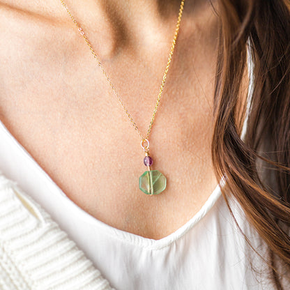 Wire Wrapped Necklace - Fluorite and Fluorite