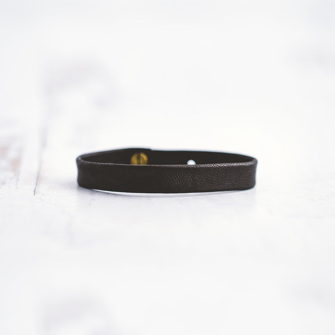 Plain Leather Bracelet Band - Antique Brass