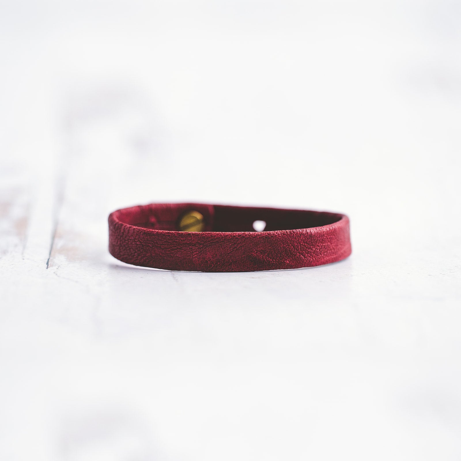 Plain Leather Bracelet Band  - Antique Brass