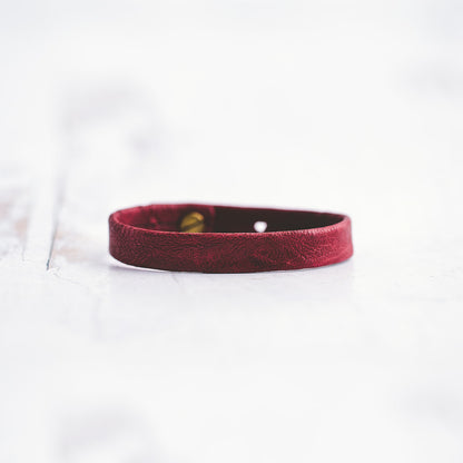 Plain Leather Bracelet Band  - Antique Brass
