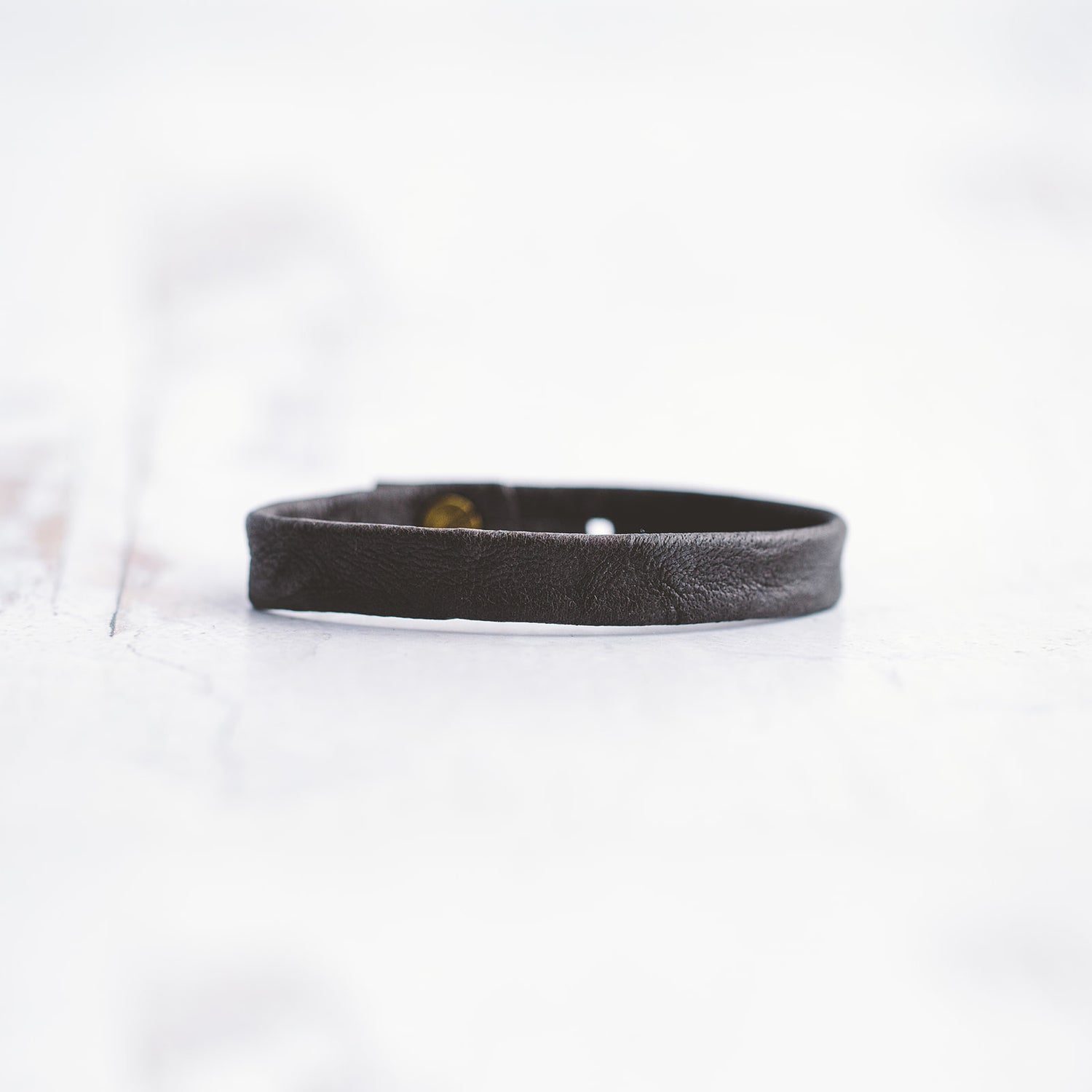Plain Leather Bracelet Band  - Antique Brass