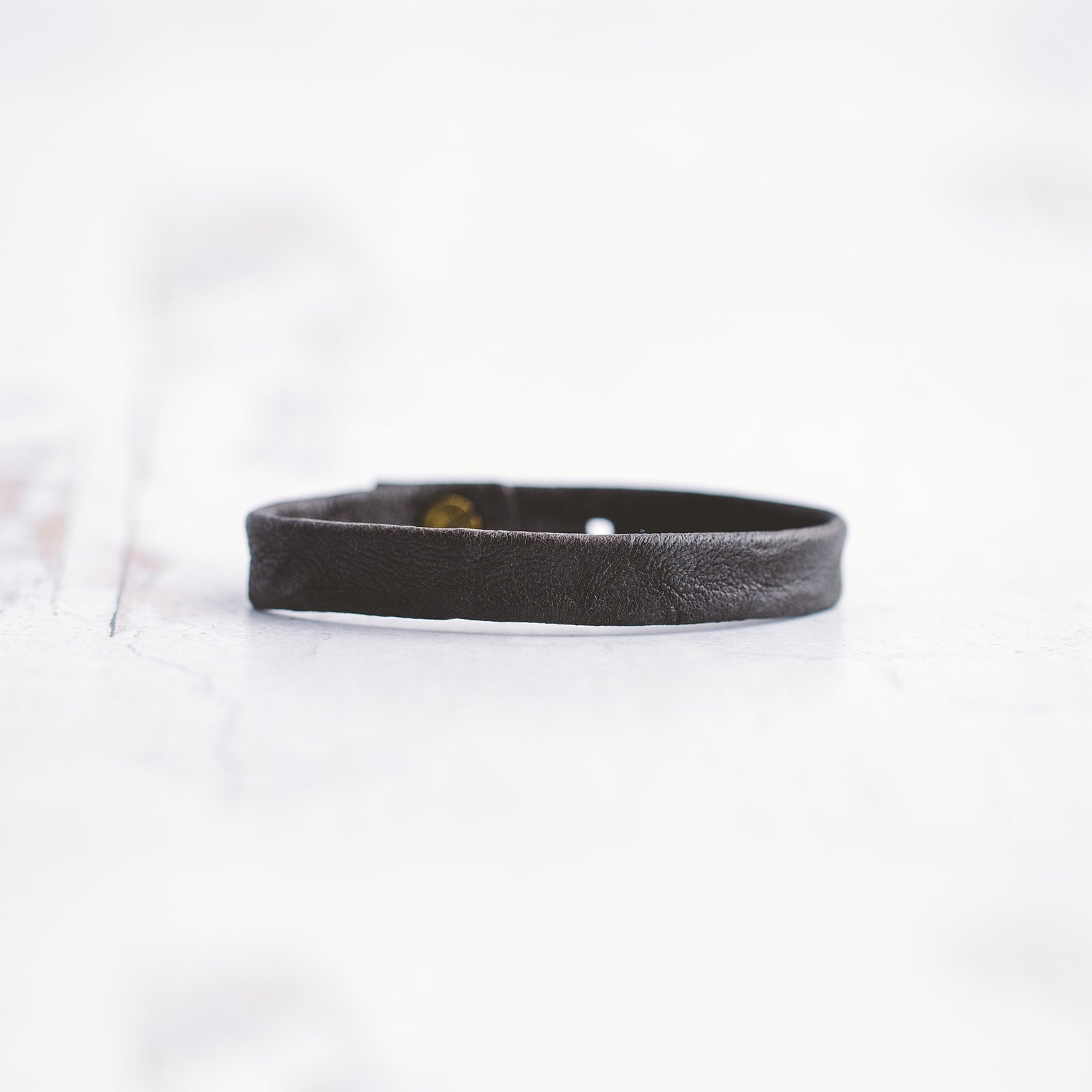 Plain Leather Bracelet Band  - Antique Brass