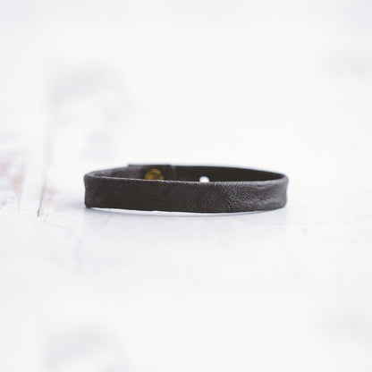 Plain Leather Bracelet Band  - Antique Brass