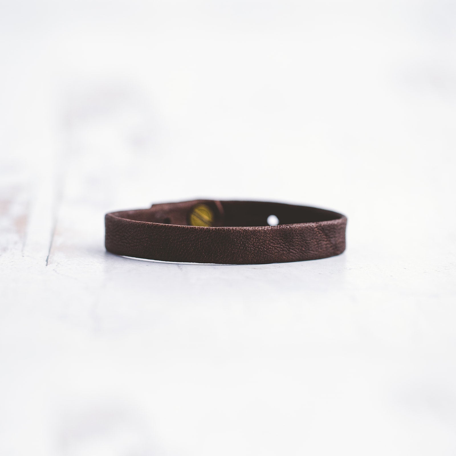 Plain Leather Bracelet Band  - Antique Brass