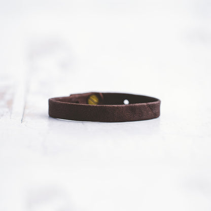 Plain Leather Bracelet Band  - Antique Brass