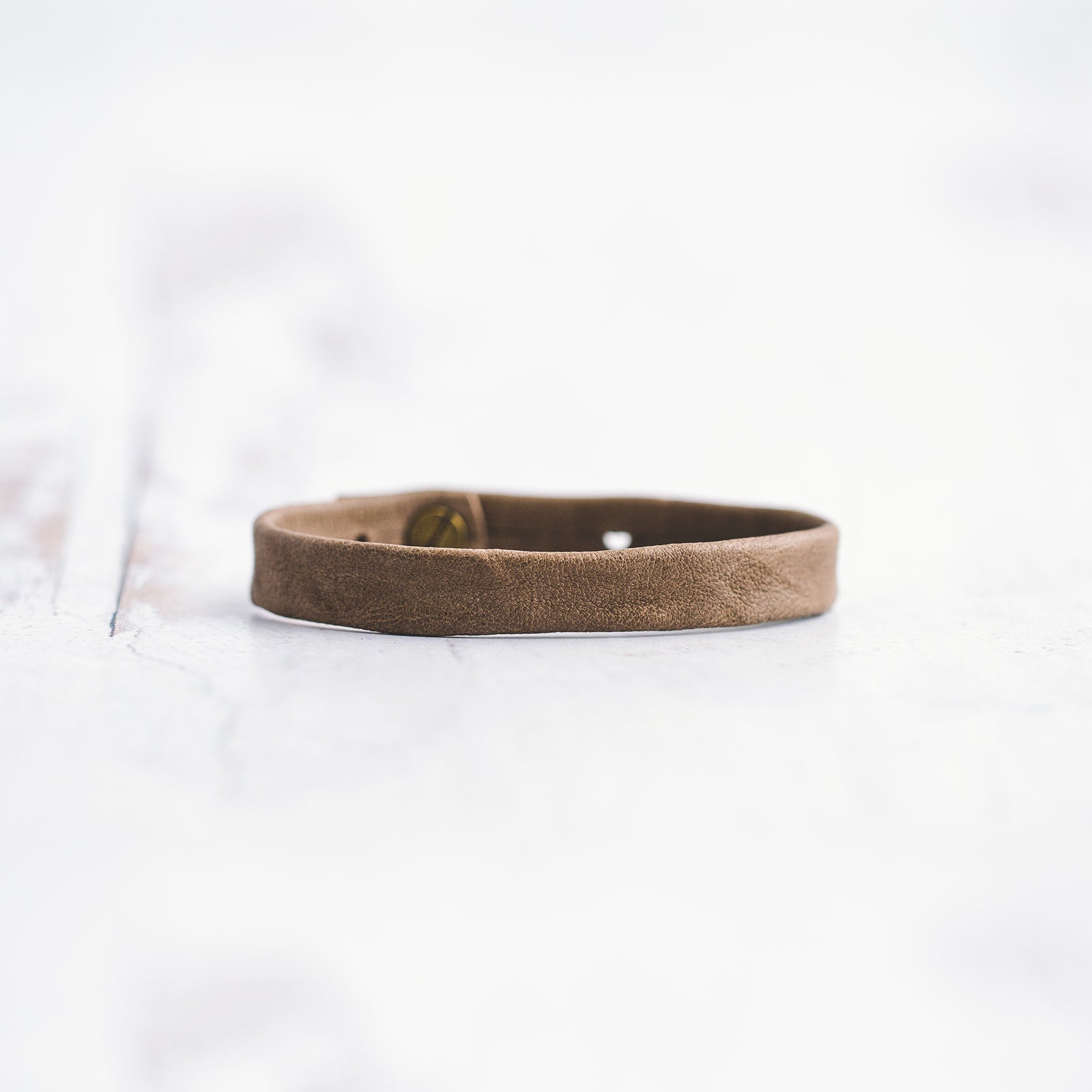 Plain Leather Bracelet Band  - Antique Brass