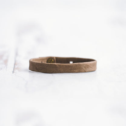 Plain Leather Bracelet Band  - Antique Brass