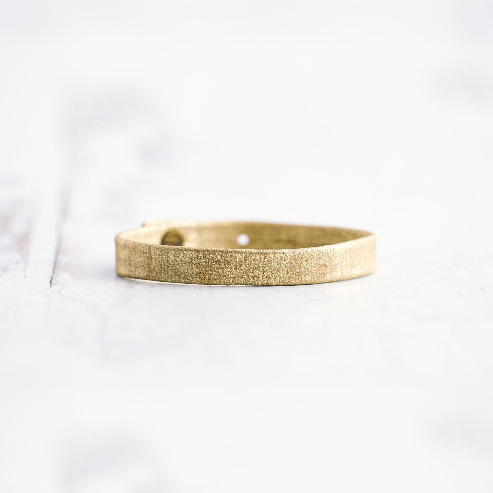 Plain Leather Bracelet Band  - Antique Brass