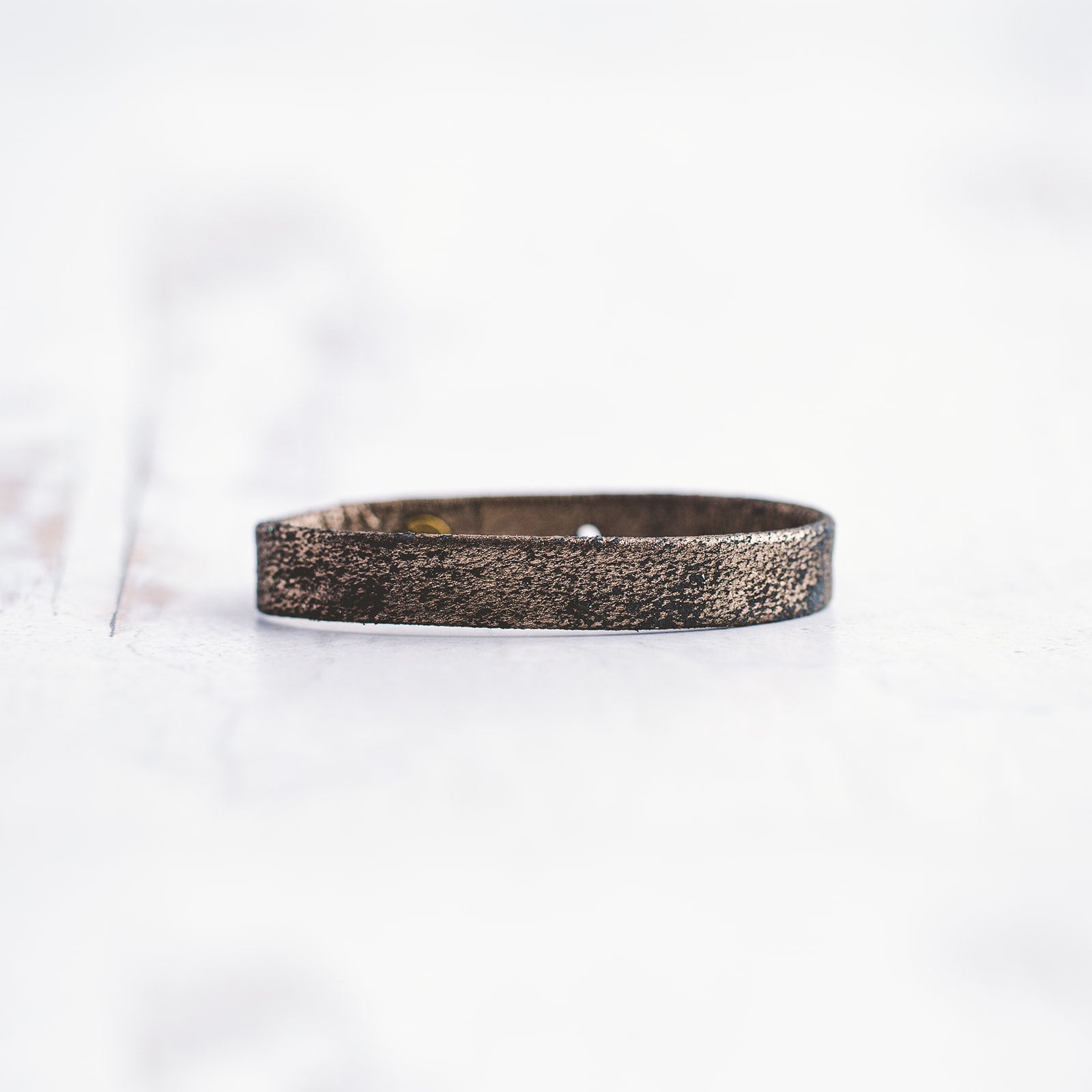 Plain Leather Bracelet Band  - Antique Brass