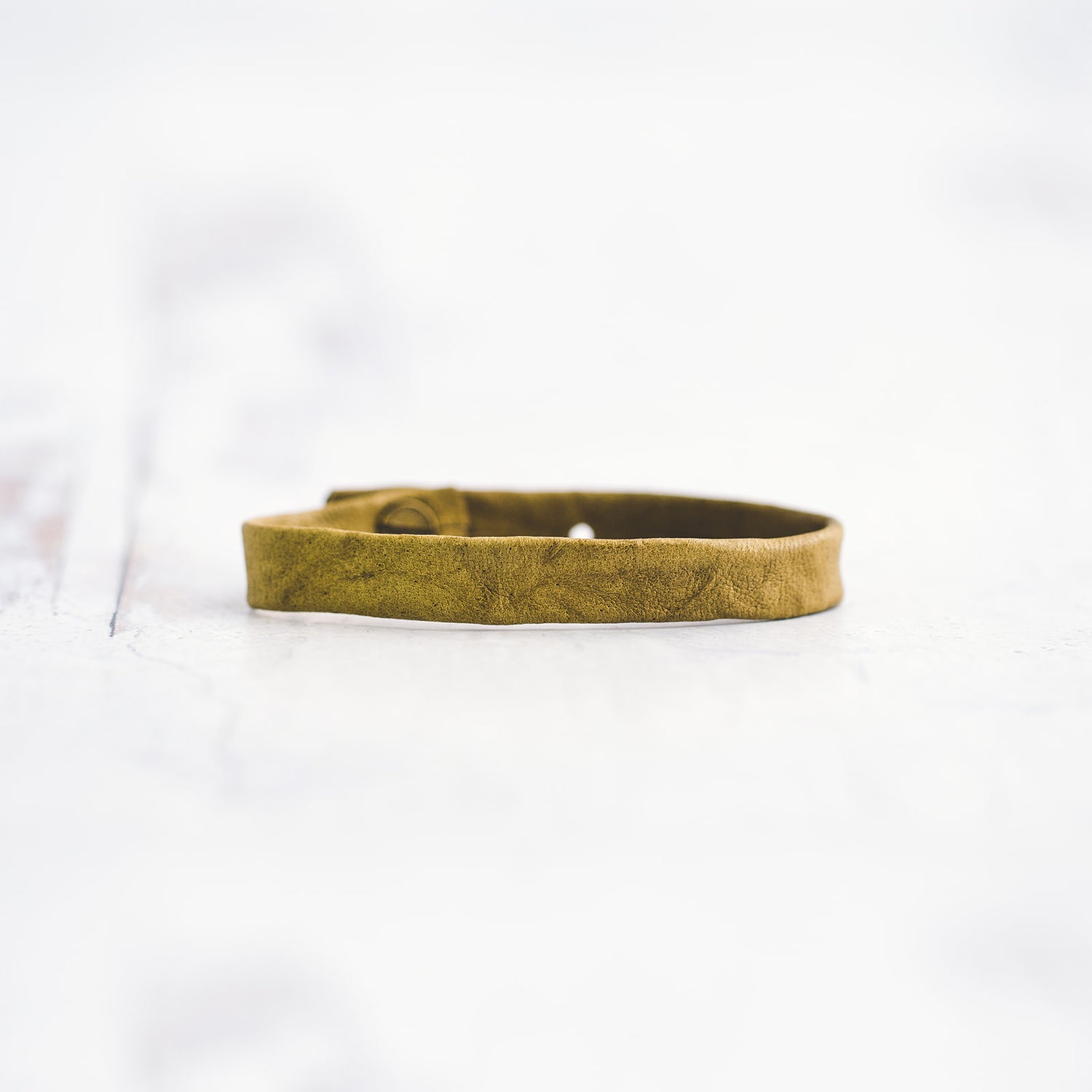 Plain Leather Bracelet Band  - Antique Brass
