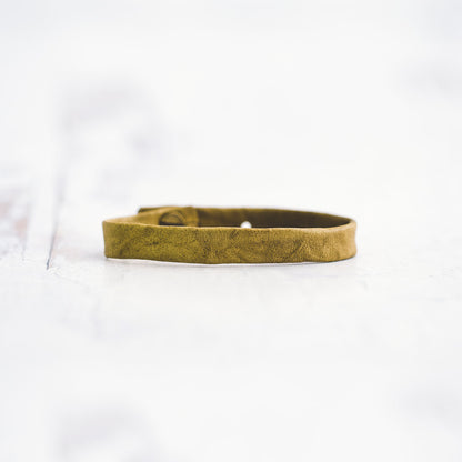 Plain Leather Bracelet Band  - Antique Brass