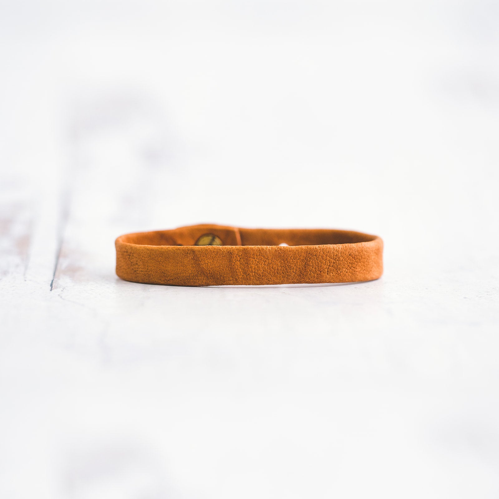 Plain Leather Bracelet Band  - Antique Brass