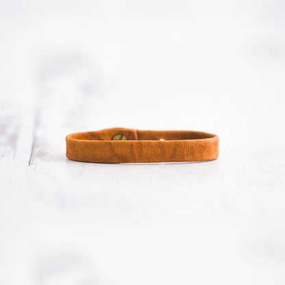 Plain Leather Bracelet Band  - Antique Brass