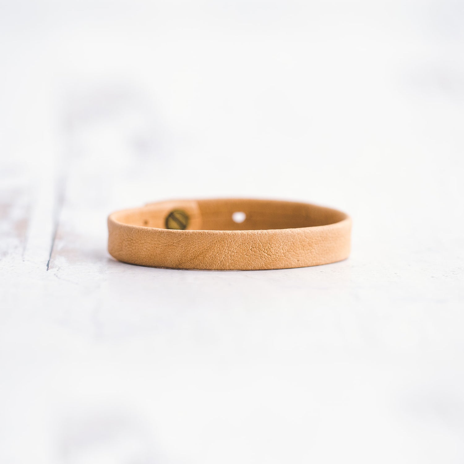 Plain Leather Bracelet Band  - Antique Brass