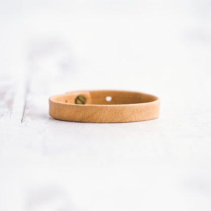 Plain Leather Bracelet Band  - Antique Brass