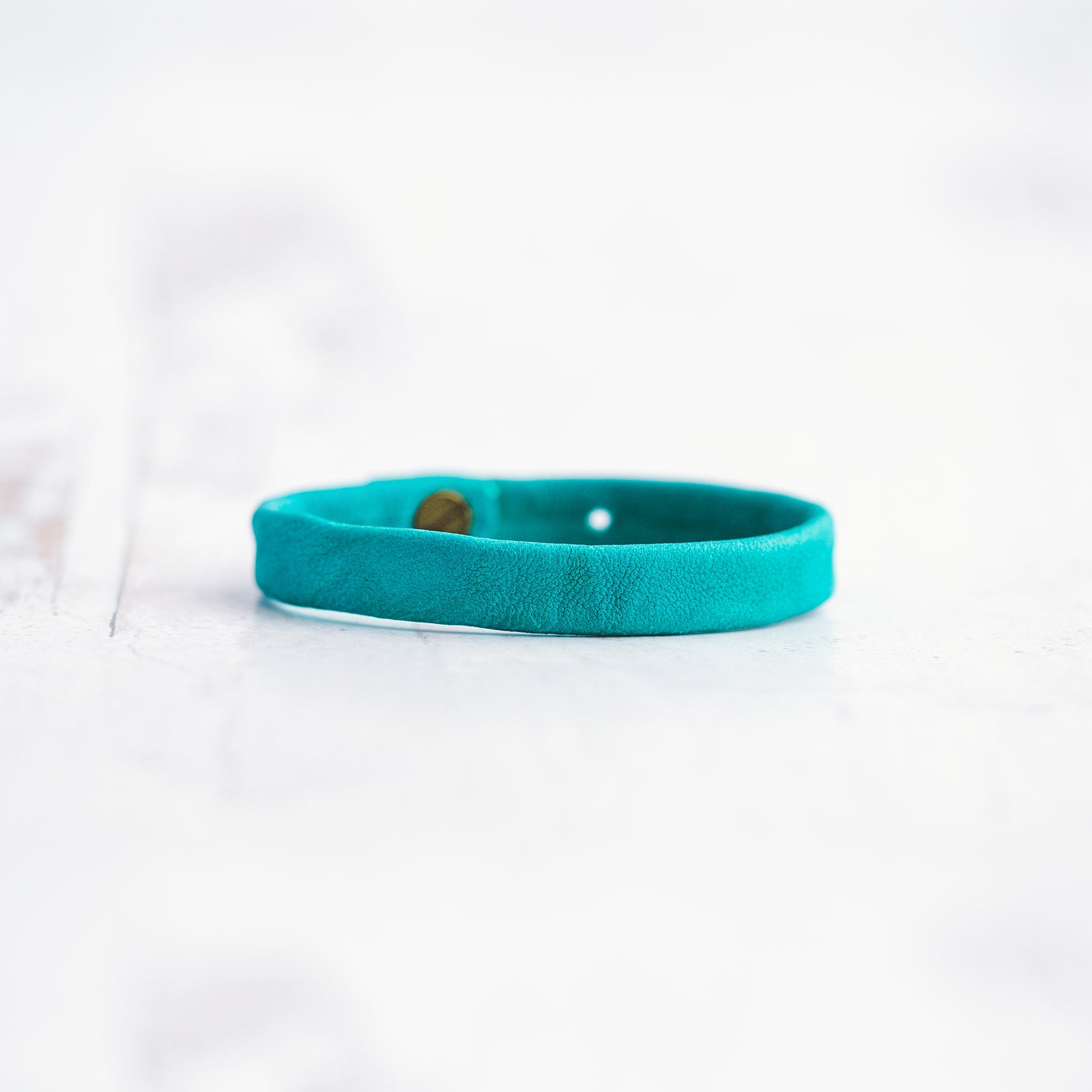 Plain Leather Bracelet Band  - Antique Brass