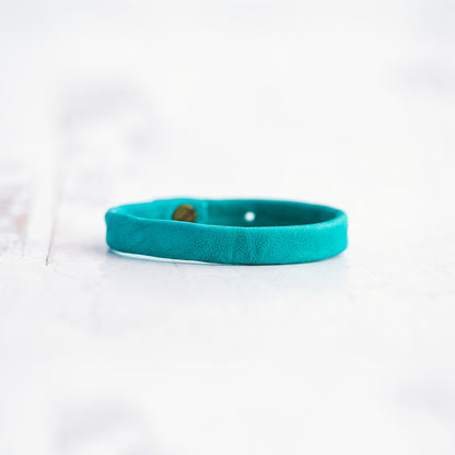 Plain Leather Bracelet Band  - Antique Brass