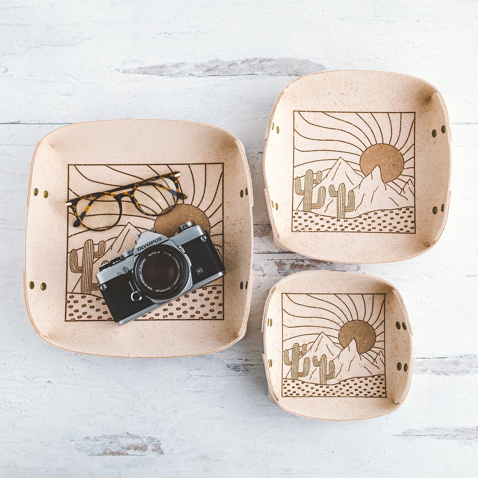 Desert Print Leather Catchall Tray