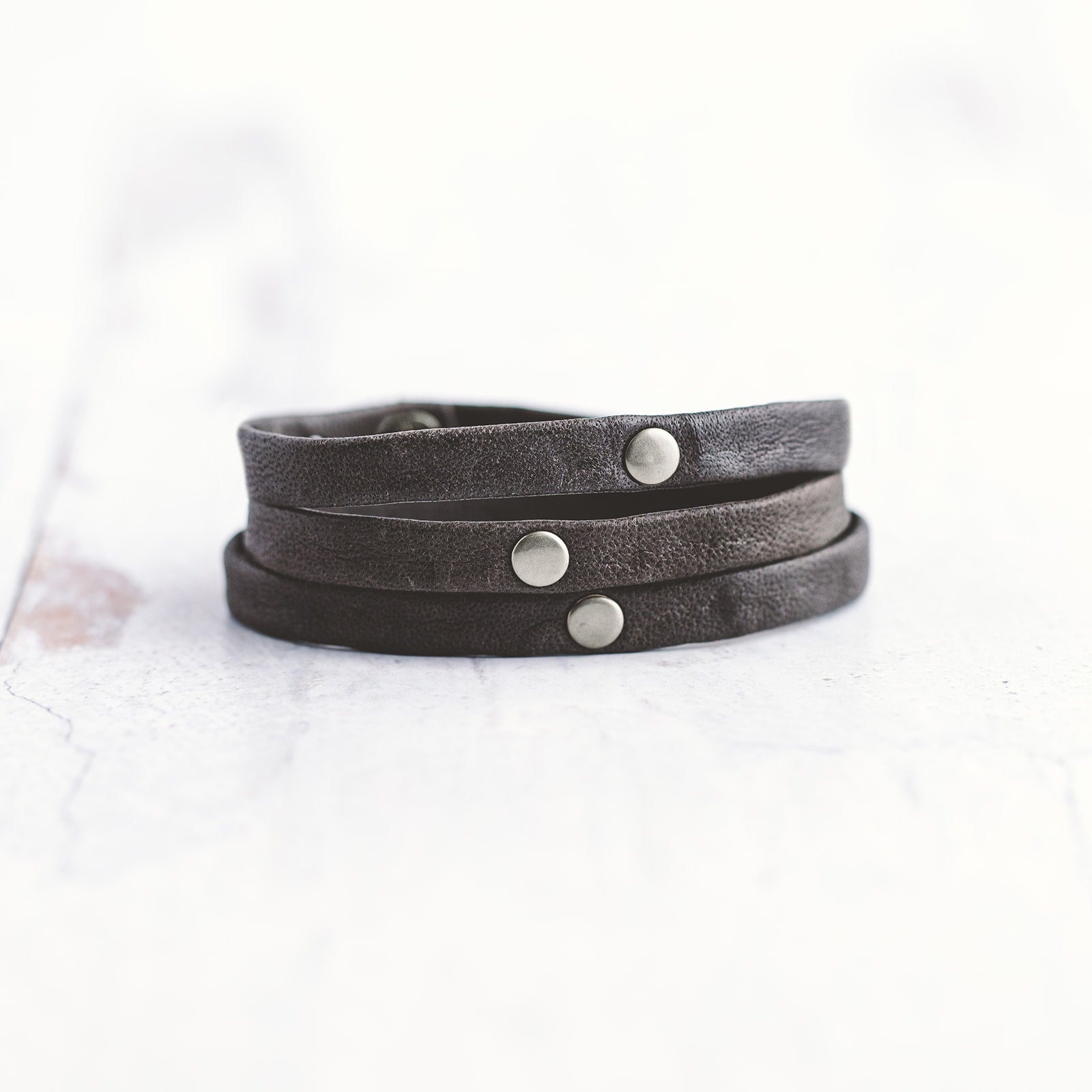 Triple Warrior Wrap Bracelet - Brushed Silver