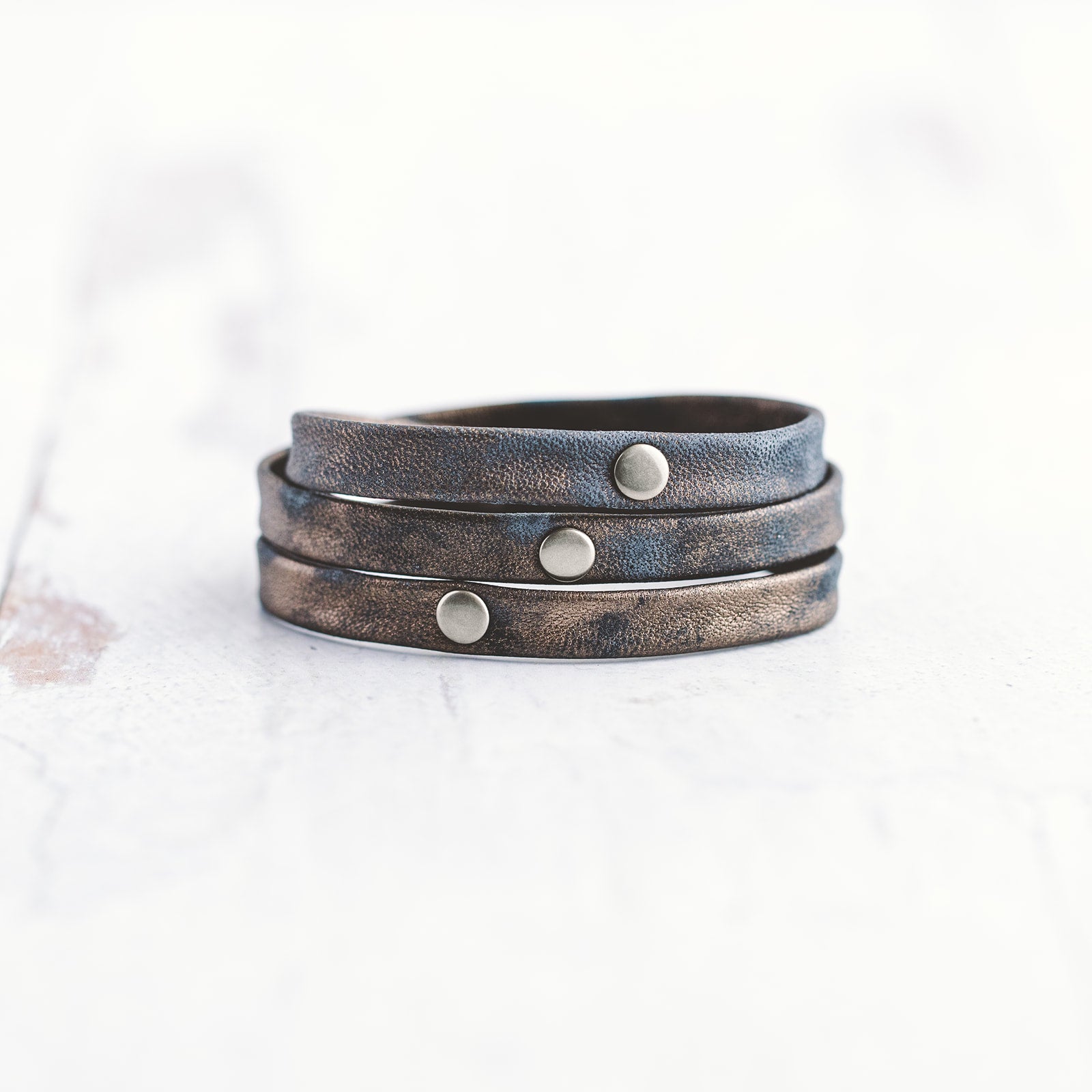 Triple Warrior Wrap Bracelet - Brushed Silver