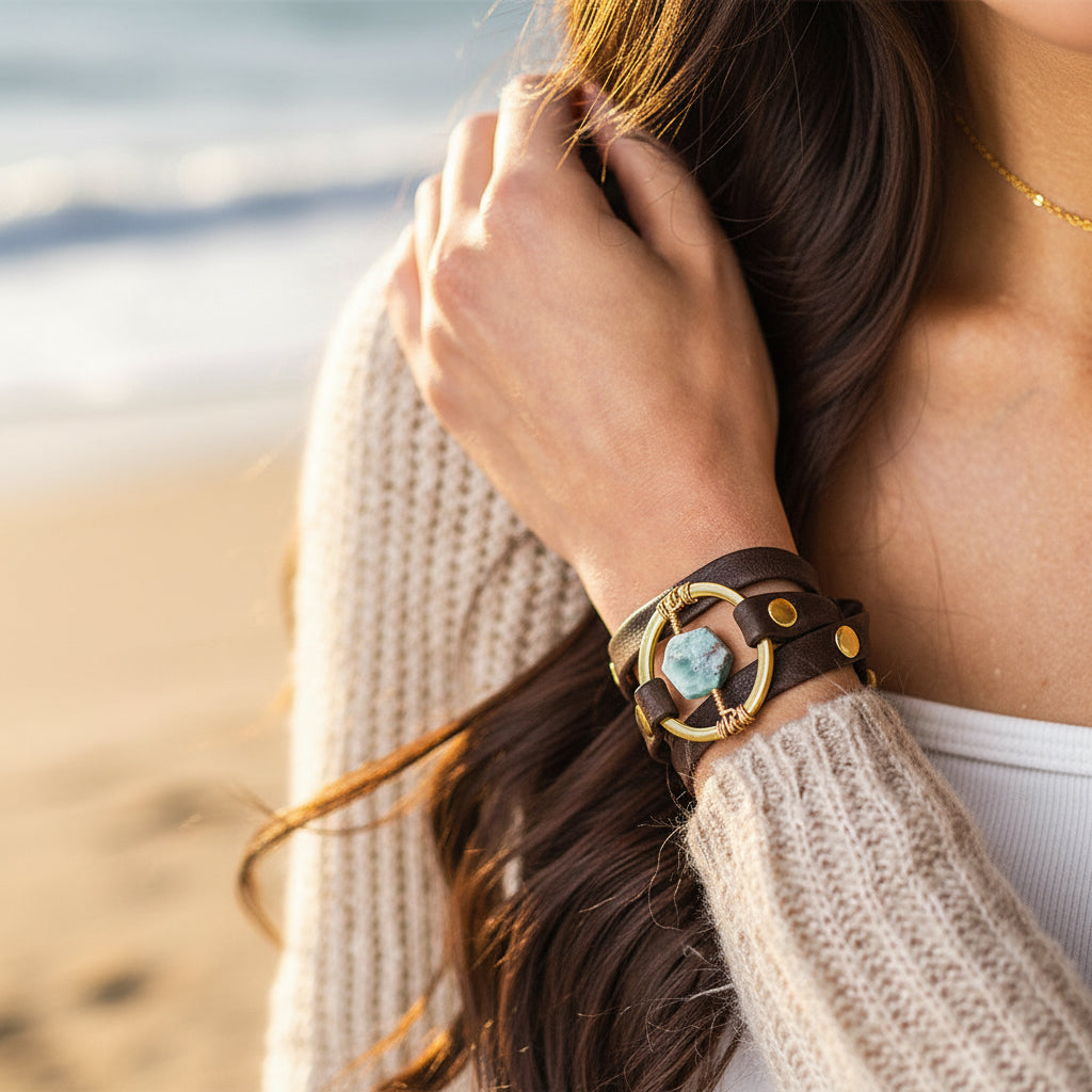 Be The Light Triple Wrap Leather Bracelet – Customizable